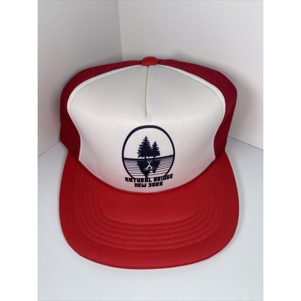 Vintage Natural Bridge New York Snapback Trucker Hat Mesh KOA NY Rope NEW - Picture 3 of 9